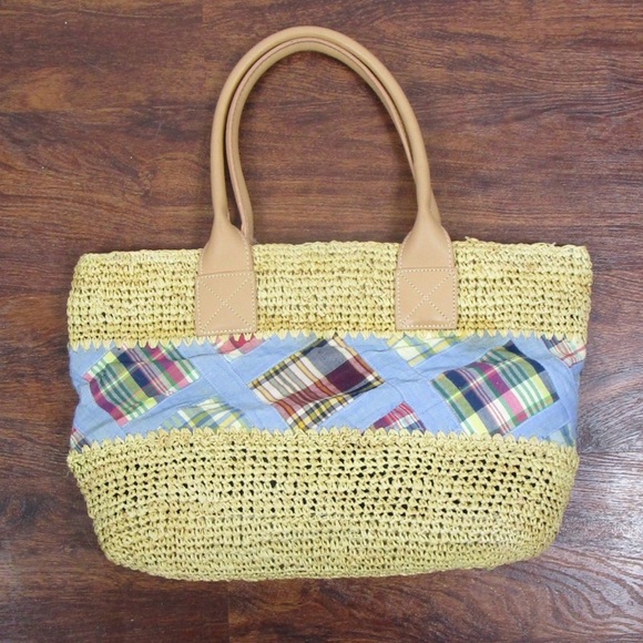 Tommy Hilfiger Shoulder Purse Summer Plaid Straw Color - Picture 2 of 8